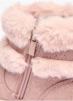 Flora Bella By Shoexpress Girl's Faux Fur Ankle Boots with Bow Detail and Zip Closure  - Image 5
