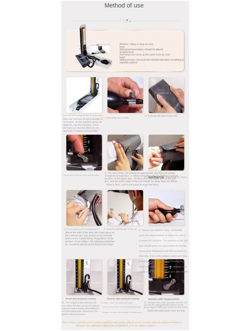 Yuwell - Yuyue Mercury Sphygmomanometer With Stethoscope Home Blood Pressure Measurement And Testing Instrument - Image 1