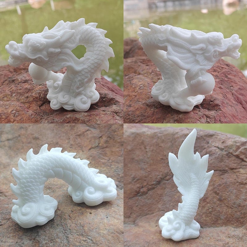 livelyfish Aquarium Dragon Statue Sandstone Ornaments Asian Fish Tank Decor for Freshwater Saltwater Tank Landscape Garden Decorations (White) - Image 5