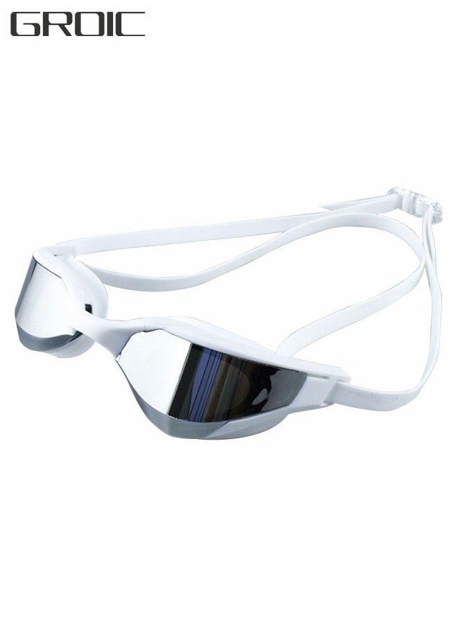 GROIC Swimming Goggles Adult Racing Wide Vision Leak-proof UV Protection Waterproof  Anti-fog for Men  Woman in Races - Silver  - Image 1