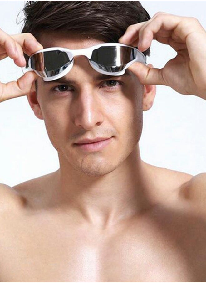 GROIC Swimming Goggles Adult Racing Wide Vision Leak-proof UV Protection Waterproof  Anti-fog for Men  Woman in Races - Silver  - Image 2