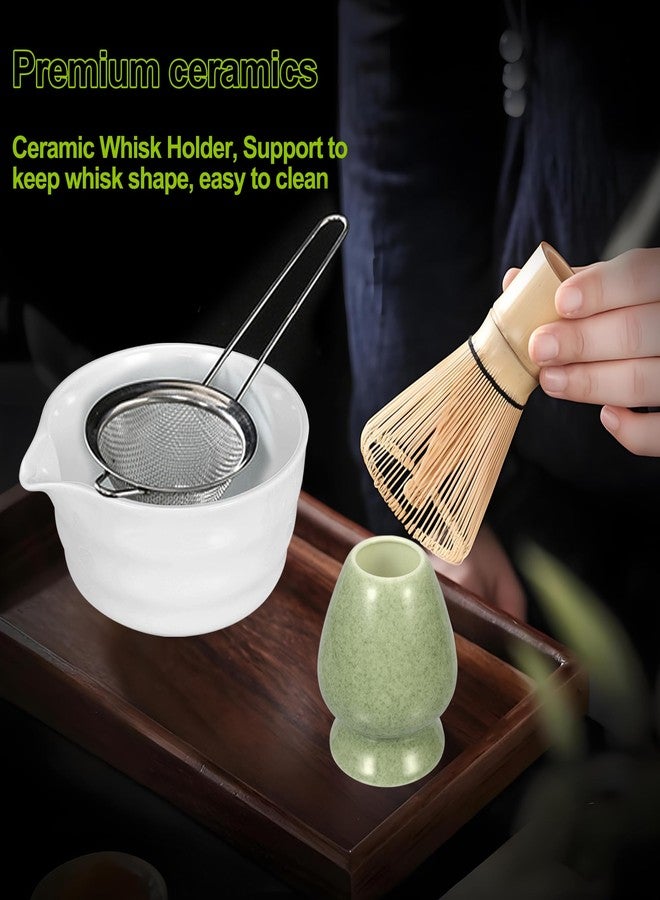 QUMMFA Bamboo Matcha Whisk Set 5Pcs, Matcha Whisk, Ceramic Whisk Holder (Green), Sifter, Traditional Tea Scoop and Tea Spoon, Japanese Matcha Ceremony, Gift for Matcha Lovers Beginner - Image 5