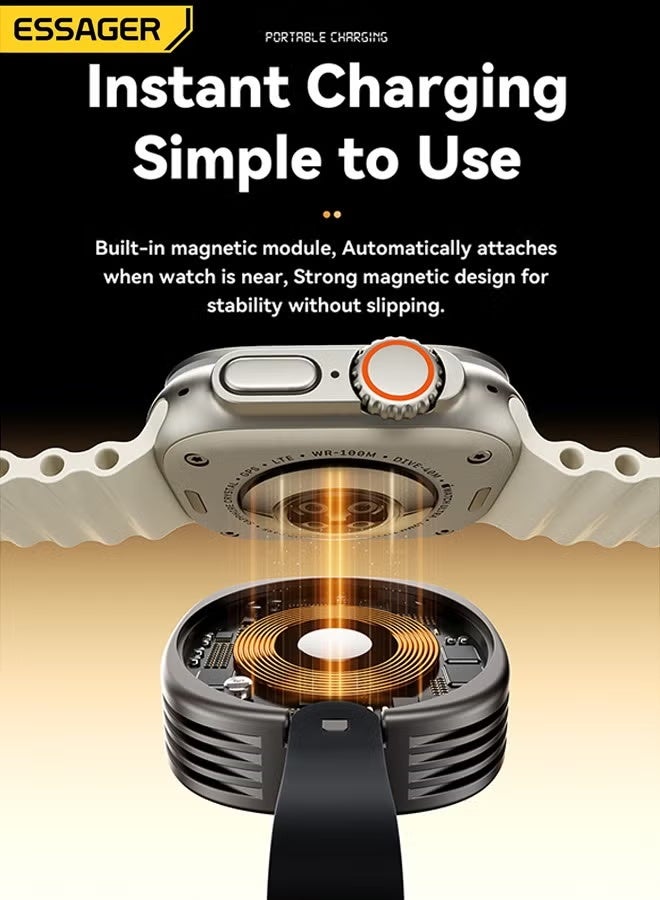 ESSAGER Magnetic Wireless Charger for Apple Watch, Fast Charging Dock, Compatible with All Apple Watch Models, Compact & Portable Design, Easy to Use, Convenient Charging Station for Home & Travel - Image 2