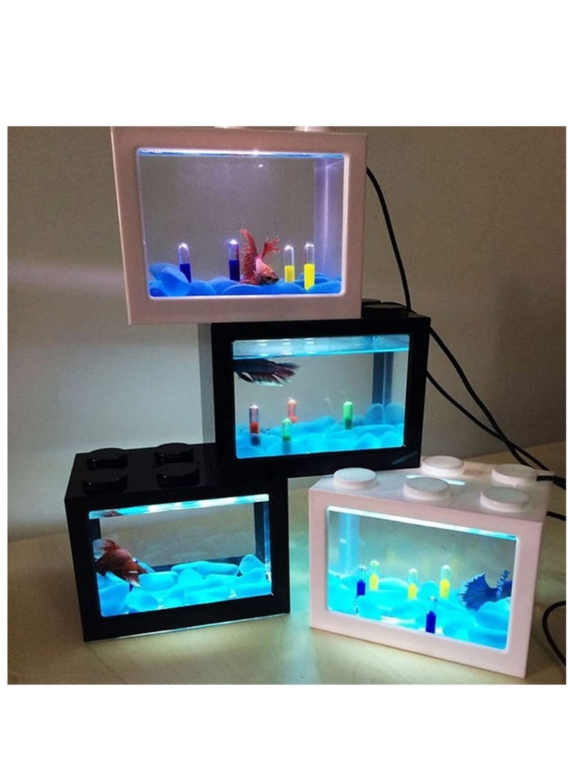 حوض سمك صغير بمنفذ USB مزود بمصابيح LED لأسماك البيتا، والجوبي، وسمك الملاك، والأسماك الصغيرة، والسلحفاة الصغيرة، والزواحف، وقناديل البحر، والروبيان، وردي 16X10.5X14 سم - Image 3