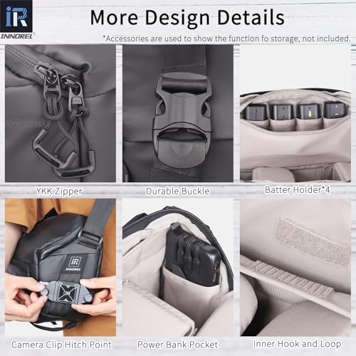 INNOREL Camera Sling Bag,DSLR/SLR/Mirrorless Travel Waterproof Camera Bags Case Crossbody for Photographers with Tripod Holder and Removable Modular Inserts,6 Liters,Black - Image 5
