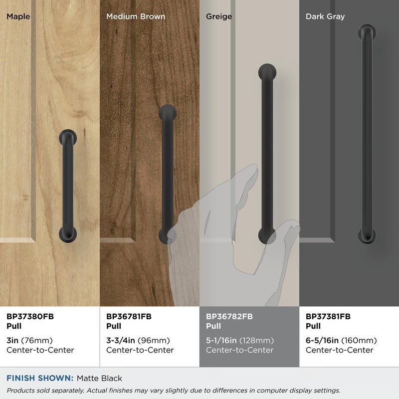 Amerock | Cabinet Pull | Matte Black | 5-1/16 Inch (128 Mm) Center-To-Center | Factor | 1 Pack | Drawer Pull | Cabinet Handle | Cabinet Hardware - Image 3