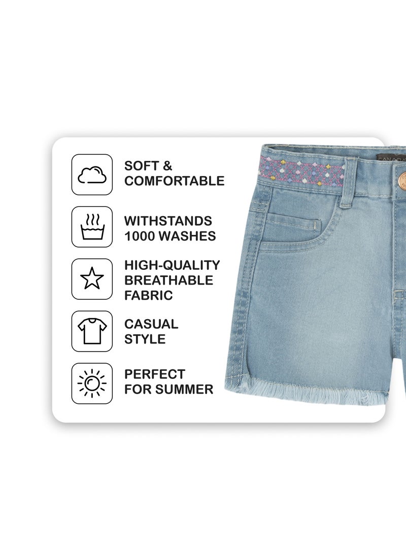 CANADA HOUSE Summer Comfort Blue Denim Shorts for Girls  - Image 3