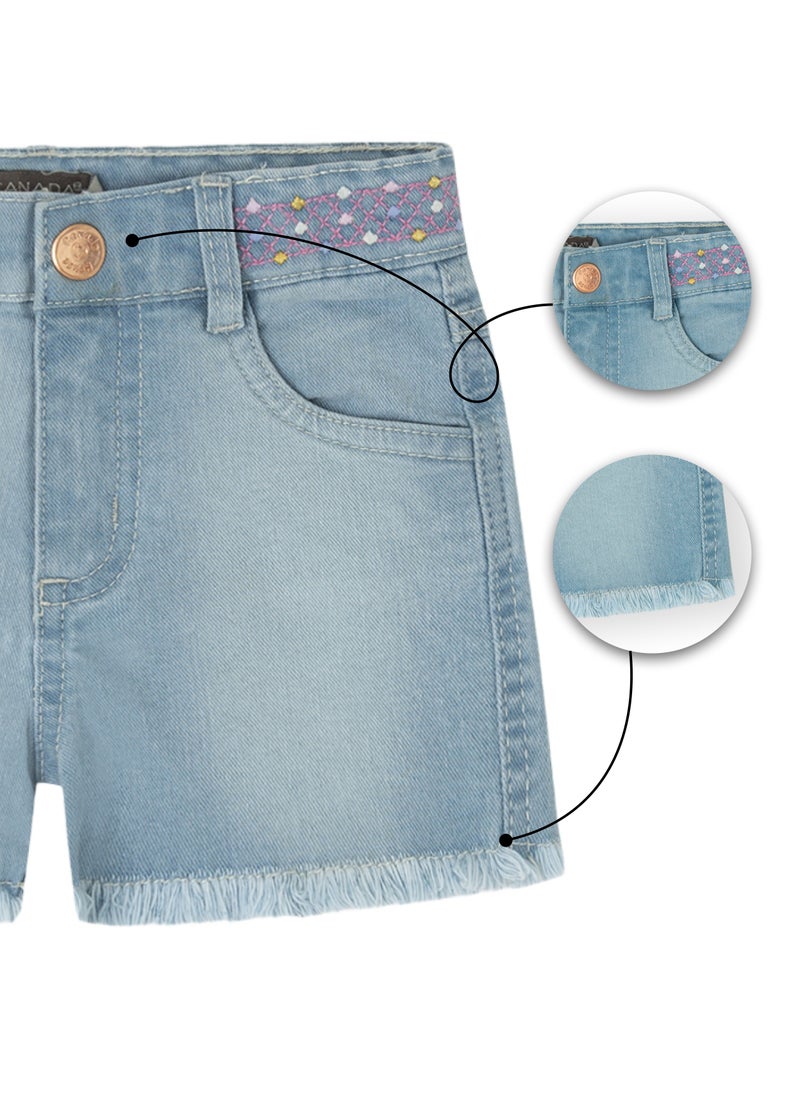 CANADA HOUSE Summer Comfort Blue Denim Shorts for Girls  - Image 4