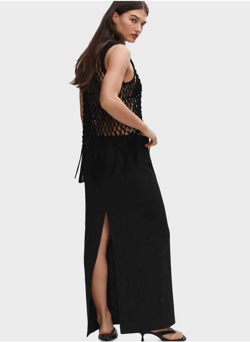 MANGO - High Waist Knitted Skirt - Image 1