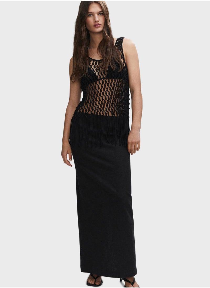 MANGO - High Waist Knitted Skirt - Image 1