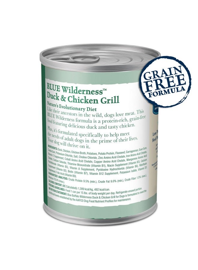 Blue Buffalo Wilderness Adult Wet Dog Food, HighProtein & GrainFree, Made With Natural Ingredients, Duck & Chicken Grill, 12.5Oz. Cans, 12 Count - Image 2