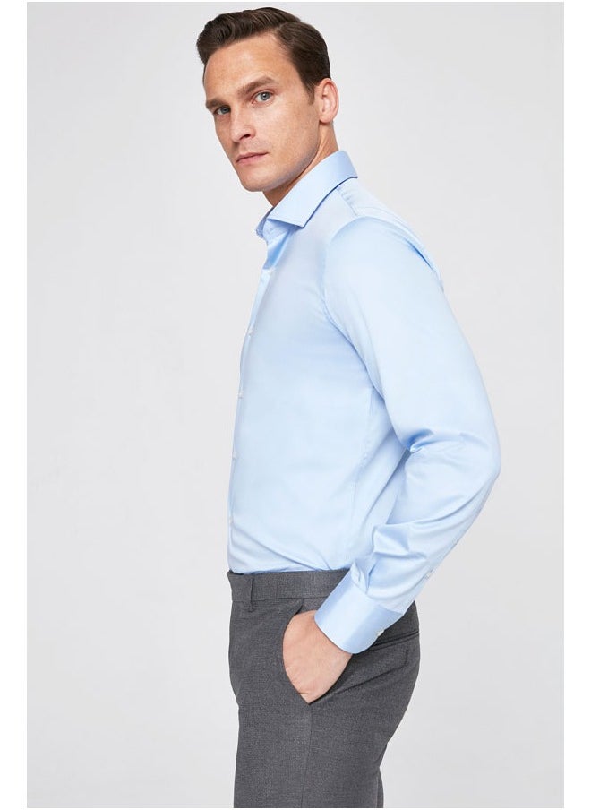 دي أس دامات Ds Damat Shirt Slim Fit Long Arm Blue  - Image 3