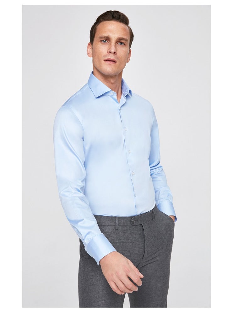 دي أس دامات Ds Damat Shirt Slim Fit Long Arm Blue  - Image 1