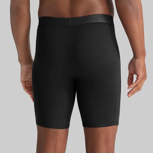 Tommy John Men’s Underwear, Supima Cool Cotton Boxer Briefs with Contour Pouch and Longer 8" Inseam, Comfortable, Breathable Fabric Underwear for Men, Mesh Quick Dry, Black, Medium - Image 3