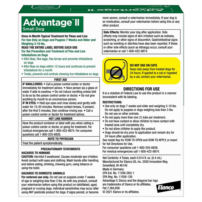 Advantage II Small Dog Vet-Recommended Flea Treatment & Prevention | Dogs 3-10 lbs. | 4-Month Supply - Image 2