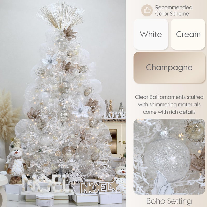 Sea Team Shatterproof Clear Plastic Christmas Ball Ornaments Decorative Xmas Balls Baubles Set with Stuffed Delicate Decorations (60mm/2.36 inch 30-Pack, White) - Image 3