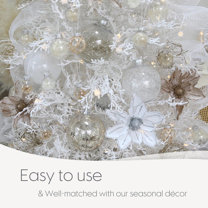 Sea Team Shatterproof Clear Plastic Christmas Ball Ornaments Decorative Xmas Balls Baubles Set with Stuffed Delicate Decorations (60mm/2.36 inch 30-Pack, White) - Image 4