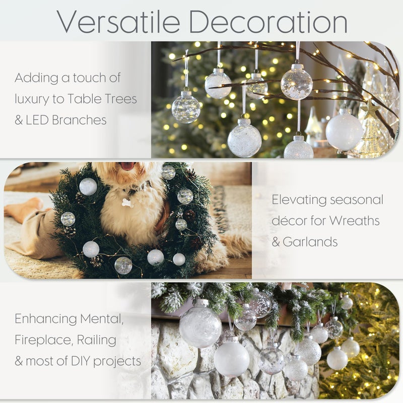 Sea Team Shatterproof Clear Plastic Christmas Ball Ornaments Decorative Xmas Balls Baubles Set with Stuffed Delicate Decorations (60mm/2.36 inch 30-Pack, White) - Image 5