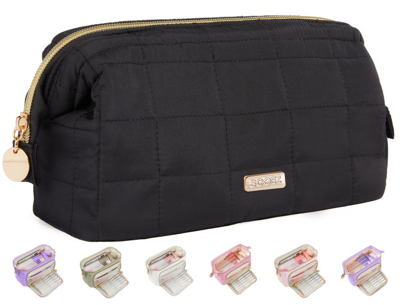 Sooez Large Pencil Case Pouch, Soft Pencil Bag with Zipper, Pen Bag Wide Opening, School Supplies Cute Pencil Case for Girls Boy Men Women, Black - Image 1