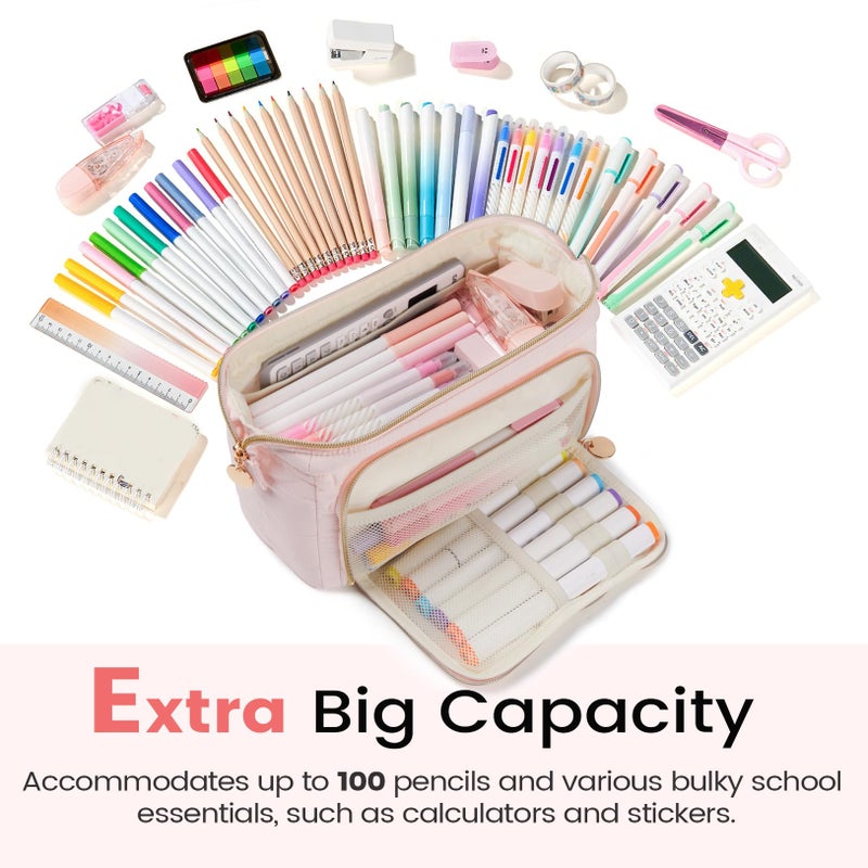 Sooez Large Pencil Case Pouch, Soft Pencil Bag with Zipper, Pen Bag Wide Opening, School Supplies Cute Pencil Case for Girls Boy Men Women, Black - Image 4