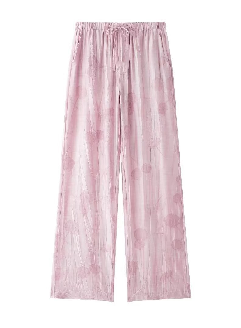 Shougu Loose Shirt Jacquard Casual Straight Leg Pants Set  - Image 3