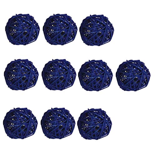 EBTOYS 10-Pack Wicker Balls Decorative Wicker Rattan Ball Vase Filler Wedding Baby Shower Festival Christmas Hanging Party Decoration - Blue - Image 1