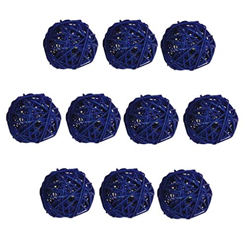 EBTOYS 10-Pack Wicker Balls Decorative Wicker Rattan Ball Vase Filler Wedding Baby Shower Festival Christmas Hanging Party Decoration - Blue - Image 3