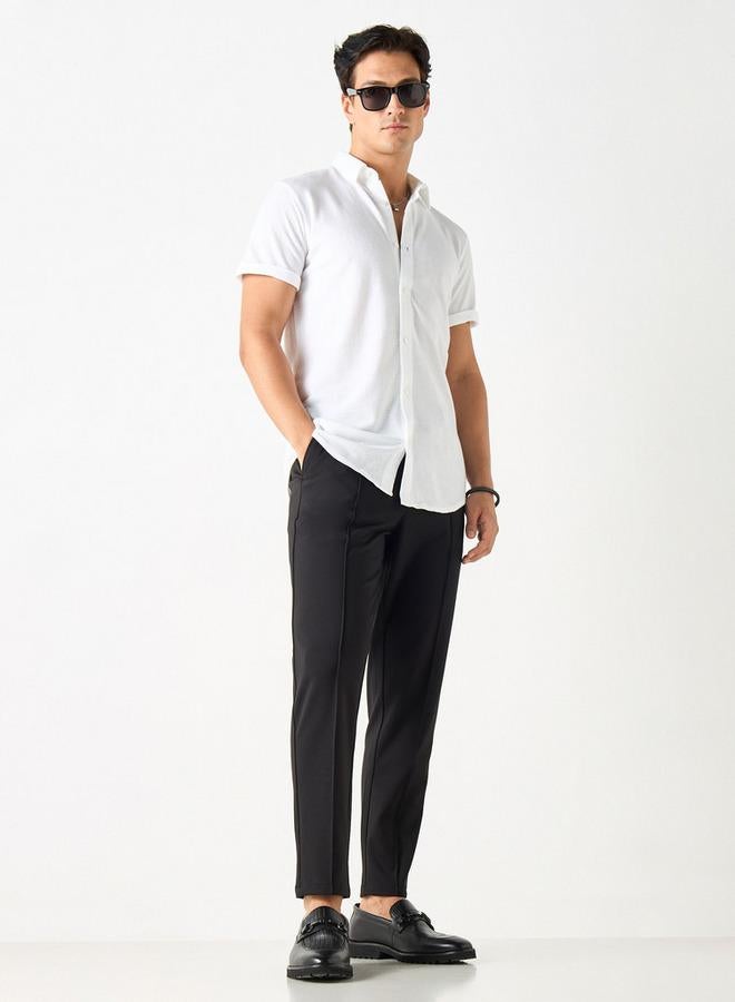 ايكونيك قميص بارز الملمس بياقة عريضة وأكمام قصيرة من آيكونيك - Image 2