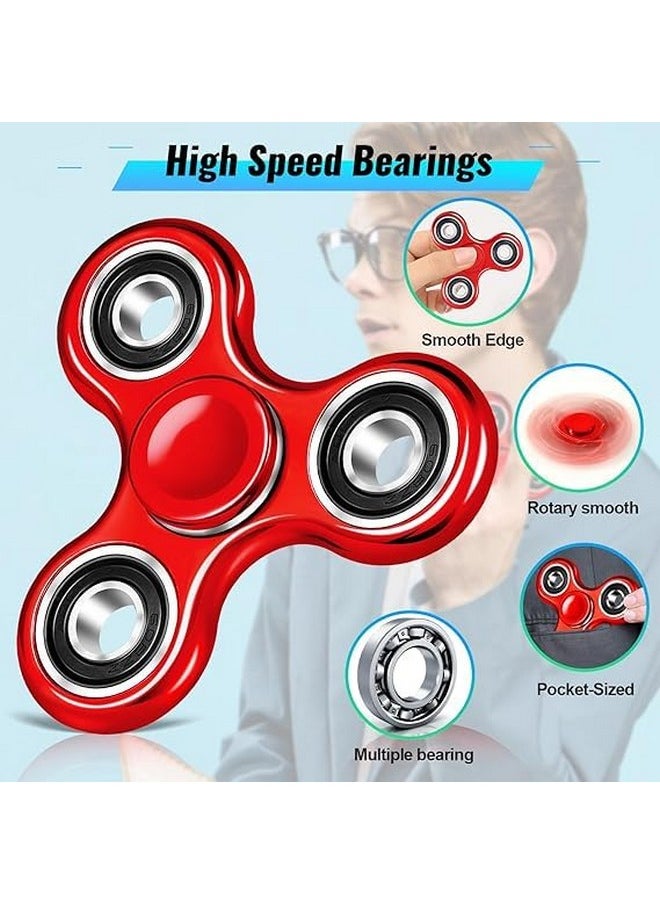 Premsons - Premsons® Hand Spinner Desk Toy - High Speed Smooth Finger Spin Sensory Fidget Stress Relief Game Play for Kids & Adults - Birthday Party Gift - Four Bearing - Red + Black Bearing - Image 1