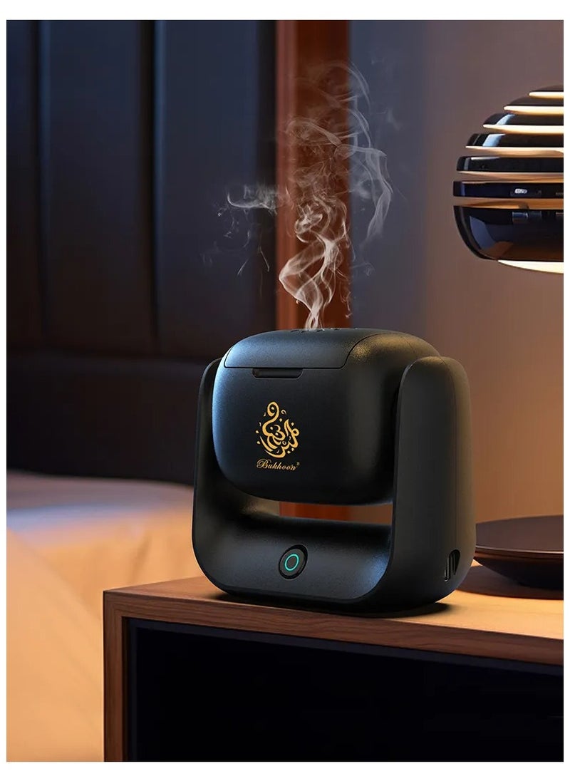 Bukhoon Modern Rotatable Electric Incense Burner – Aromatherapy Oud & Bakhoor Machine with 1500 mAh Battery, Type-C Charging, LED Indicator, 700°C Heating & 90° Rotating Lid – Home & Car Oud Diffuser – Arabic Style Bakhoor Burner - Image 1