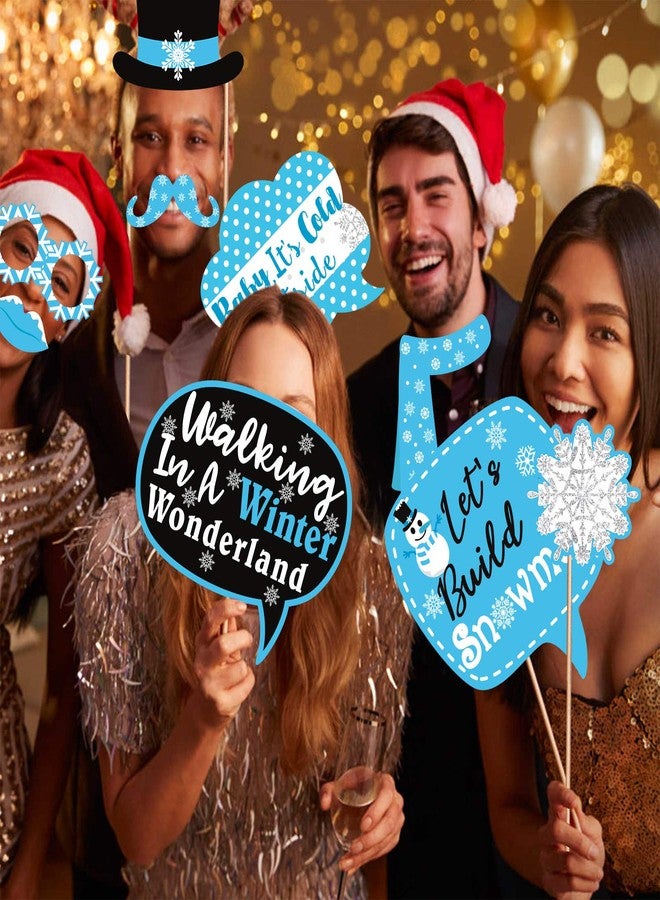 Bessmoso Snowflake Photo Booth Props 38 Pcs Frozen Party Decorations Winter Wonderland Party Favor for Holiday Party Christmas Party Supplies - Image 4