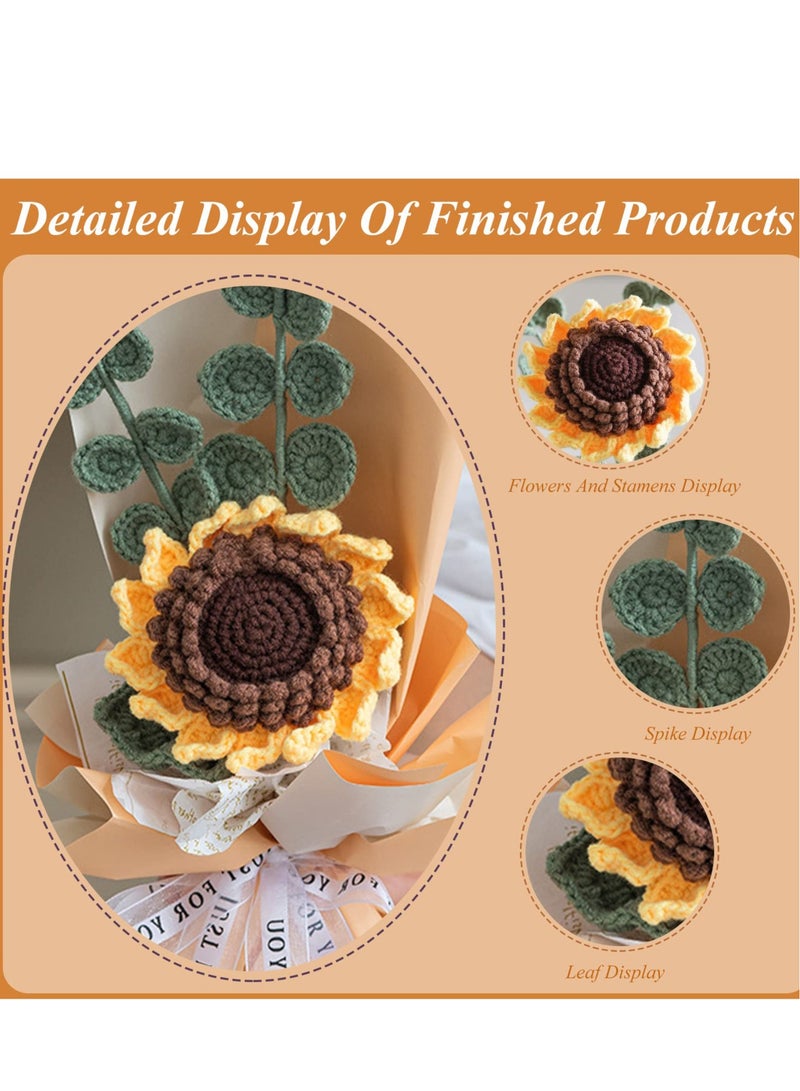 Excefore Beginner Crochet Kit, Beginner Friendly for Adults Teenagers, Crochet & Craft Kit (Sunflower Eucalyptus Leaves) - Image 4