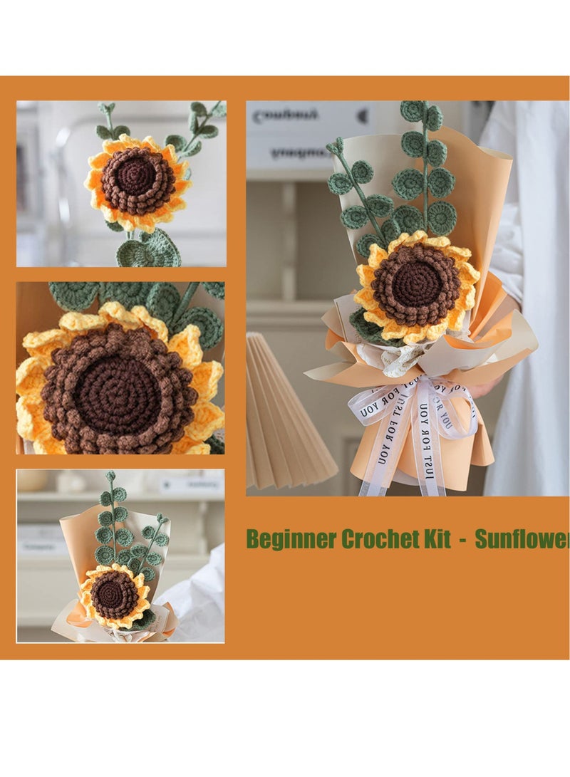 Excefore Beginner Crochet Kit, Beginner Friendly for Adults Teenagers, Crochet & Craft Kit (Sunflower Eucalyptus Leaves) - Image 2