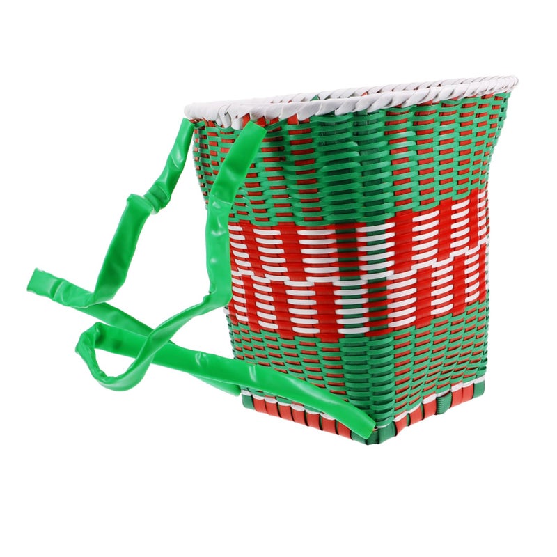 Green Woven Plastic Storage Basket Multi Functional Knapsack For Outdoor Picnics Nursery Organization - Image 2