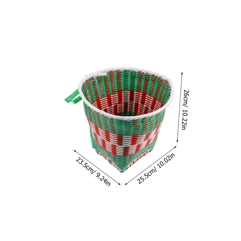 Green Woven Plastic Storage Basket Multi Functional Knapsack For Outdoor Picnics Nursery Organization - Image 3