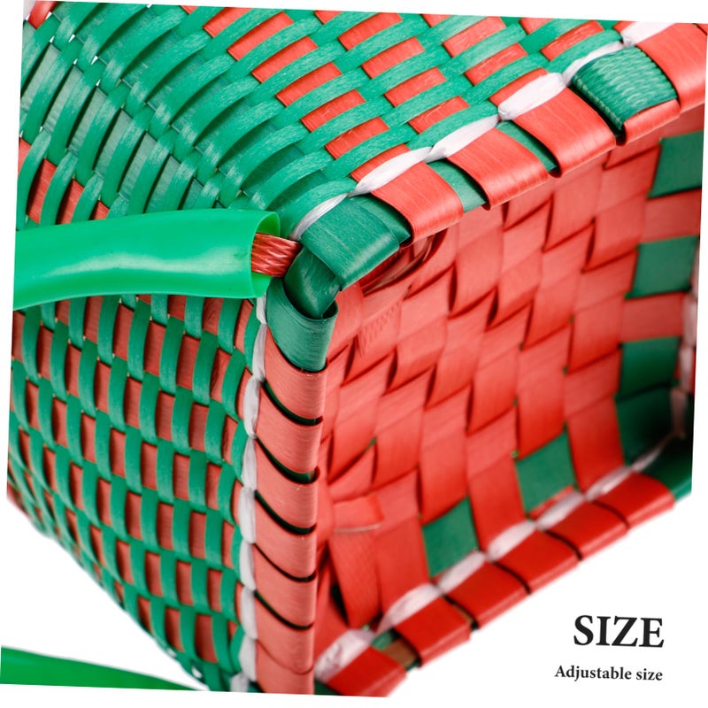 Green Woven Plastic Storage Basket Multi Functional Knapsack For Outdoor Picnics Nursery Organization - Image 4