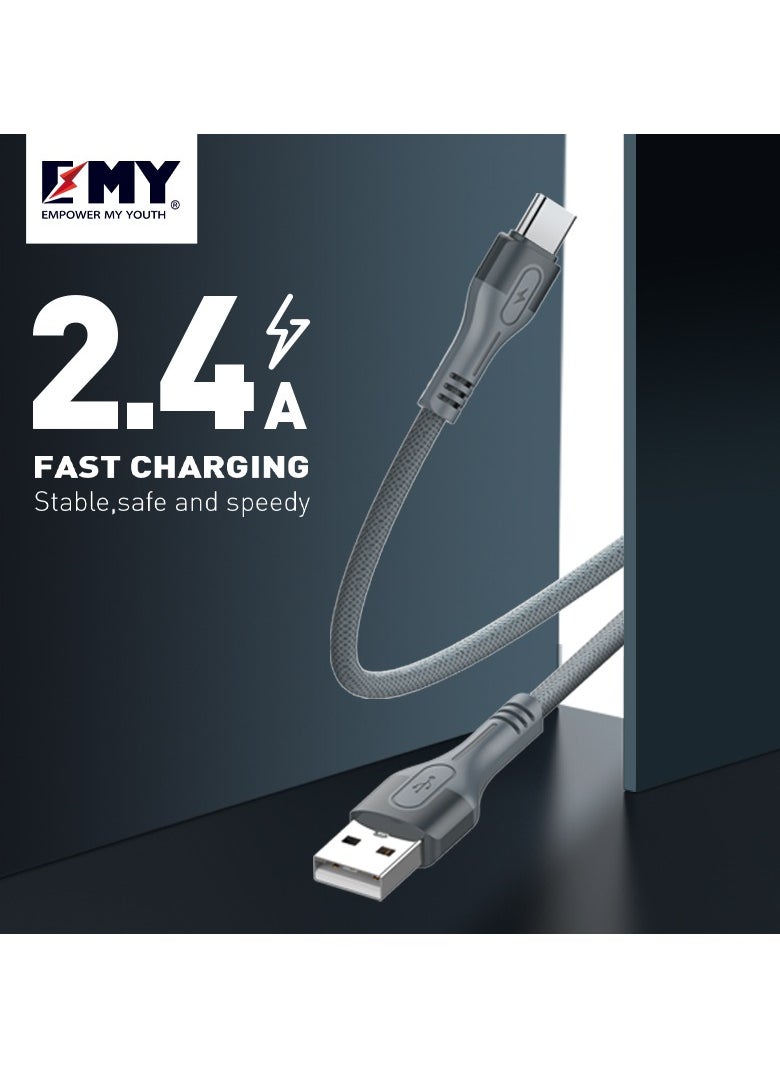 EMY - 3M Braided Type-C USB Charging Cable is Anti-Stretch and Supports Data Sync - Image 1