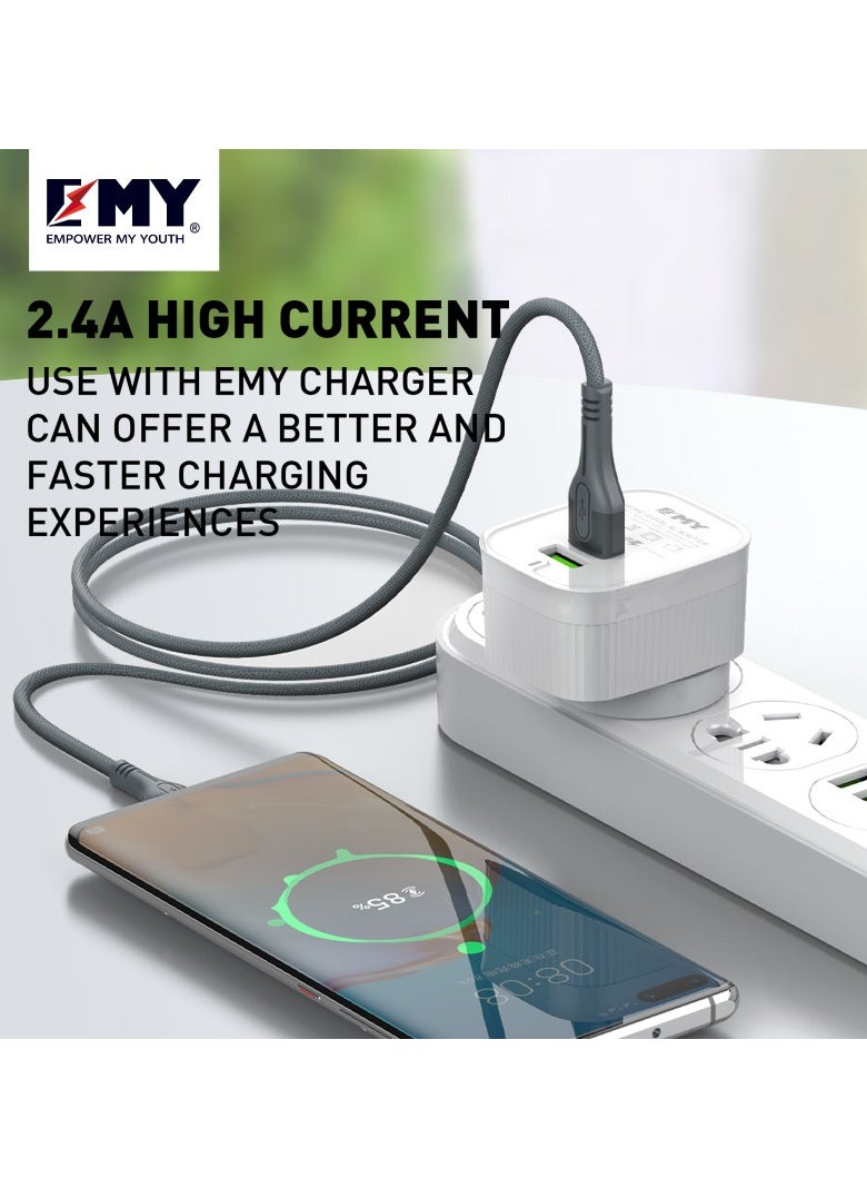 EMY - 3M Braided Type-C USB Charging Cable is Anti-Stretch and Supports Data Sync - Image 1