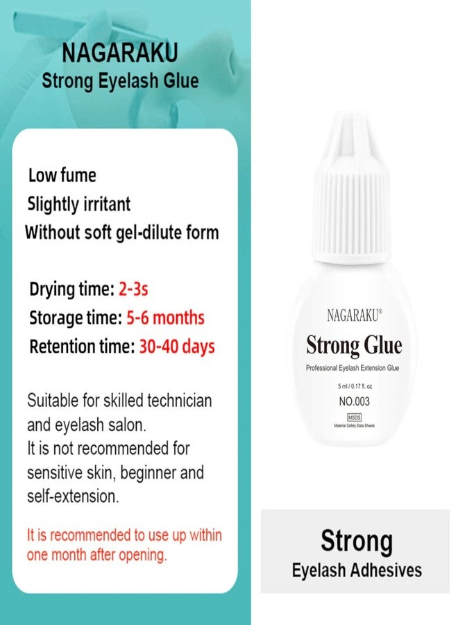 NAGARAKU Eyelashes Makeup Glue for Lashes Eyelash 5ml Glue Low Smell Non Odorless Fast Dry Sticker Connecting Fans (5ml Strong Glue) - Image 2