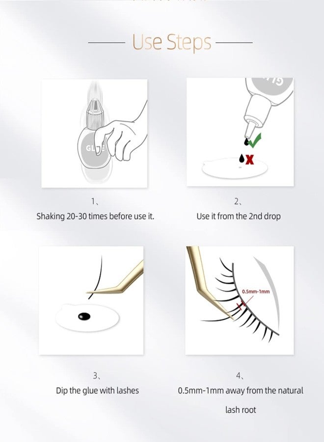 NAGARAKU Eyelashes Makeup Glue for Lashes Eyelash 5ml Glue Low Smell Non Odorless Fast Dry Sticker Connecting Fans (5ml Strong Glue) - Image 5