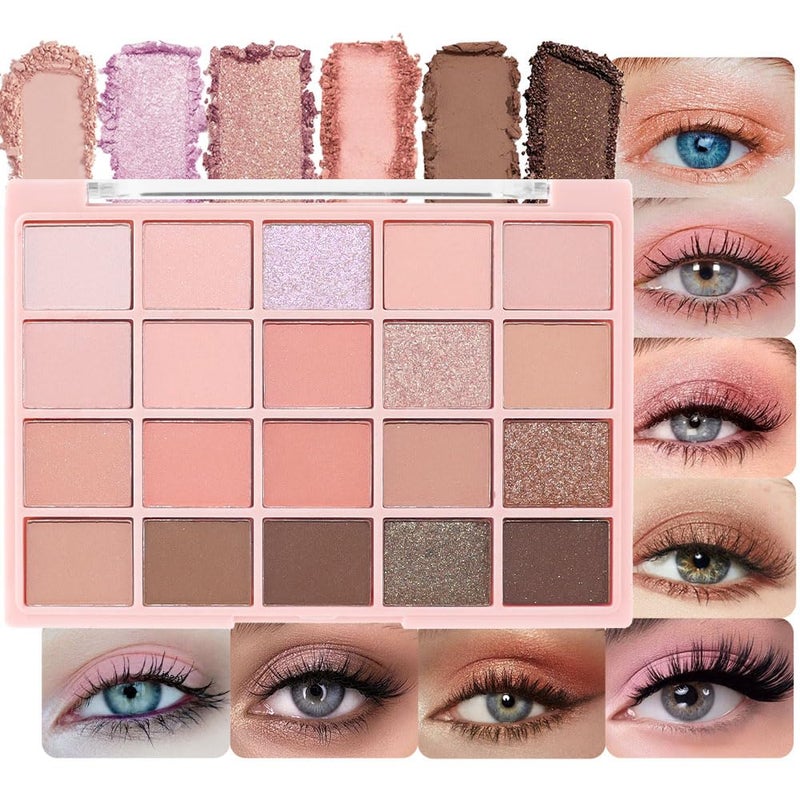 CAKAILA 20Colors Nude Pink Brown Basics Matte Eyeshadow Palette,Eye Shadow Travel Makeup Palette all in one Long Lasting Waterproof Ultra-Blendable,Great for Travel Gift Kit 
