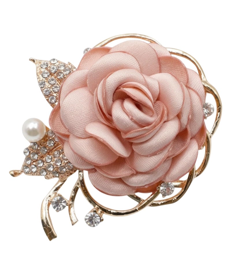 Plexaris Brooches for Women, Elegant Camellia Pearl Brooch, Floral Pin for Dresses and Scarves, Pink Flower Brooch for Special Occasions - Image 1