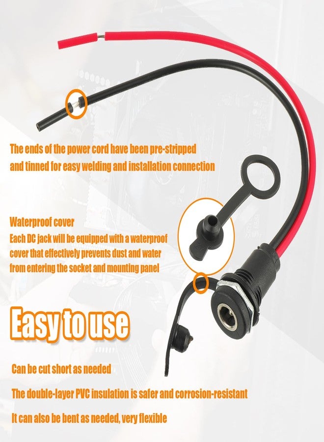 HUAREW 6 Pcs 5.5 x 2.1mm DC Power Jack Threaded Female Panel Mount Barrel Connector Adapter Kit with Waterproof Cover Cap - Image 5