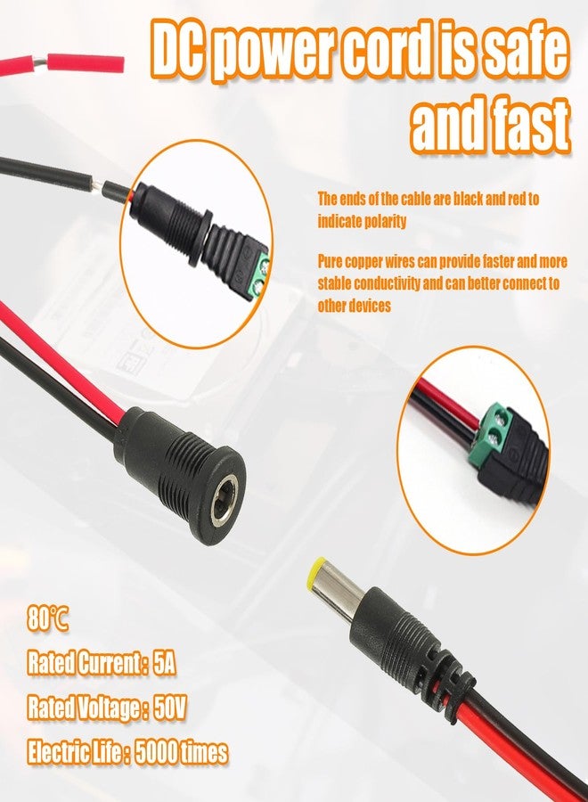 HUAREW 6 Pcs 5.5 x 2.1mm DC Power Jack Threaded Female Panel Mount Barrel Connector Adapter Kit with Waterproof Cover Cap - Image 4