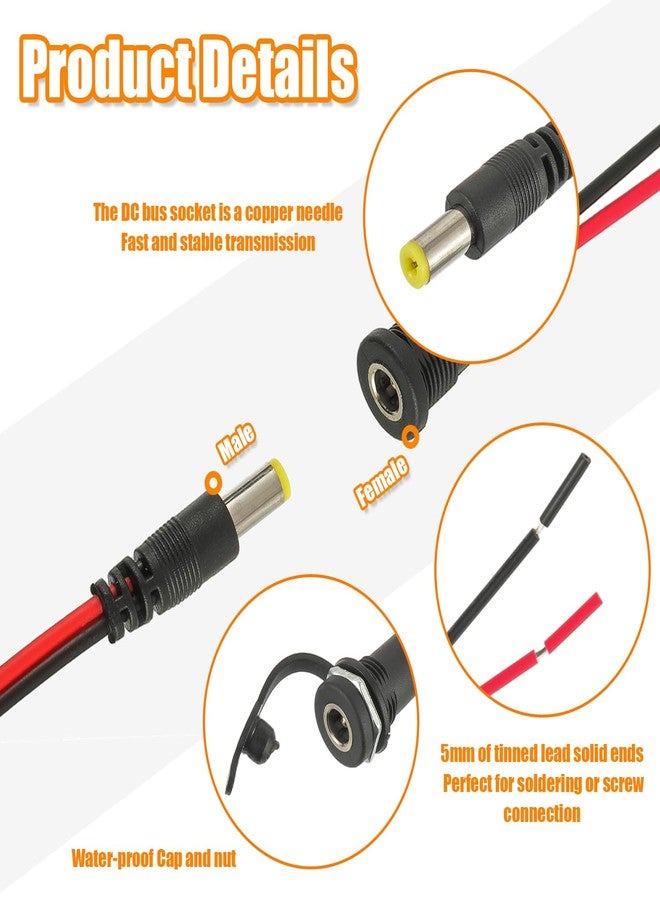 HUAREW 6 Pcs 5.5 x 2.1mm DC Power Jack Threaded Female Panel Mount Barrel Connector Adapter Kit with Waterproof Cover Cap - Image 3