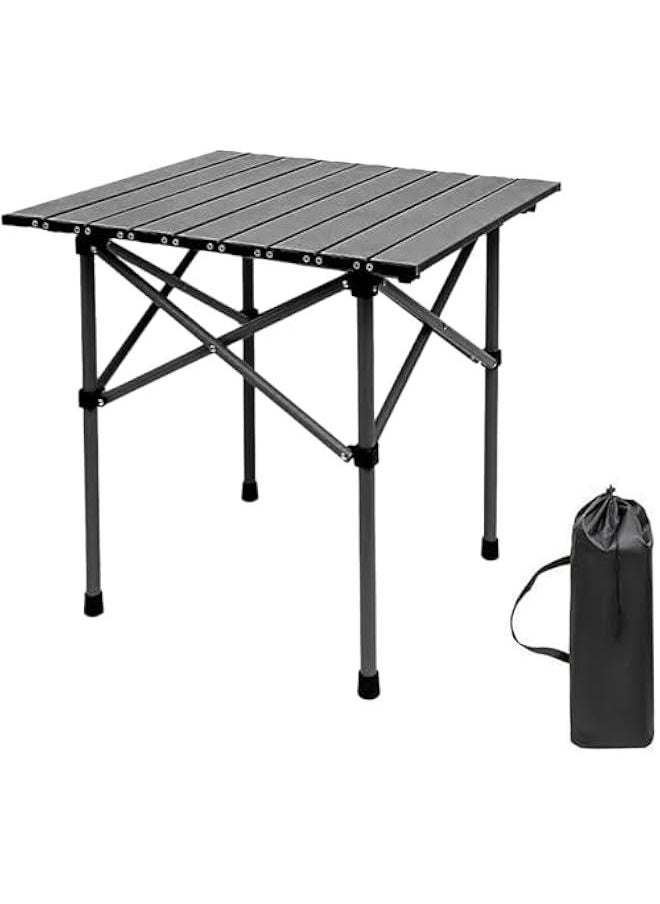 HOOKOR Compact Camping Table Folding Camp Side Table Portable Roll up Aluminum Table with Carry Bag Lightweight Foldable Small Camp Table for Indoor Outdoor Picnic Backyard BBQ  - Image 1