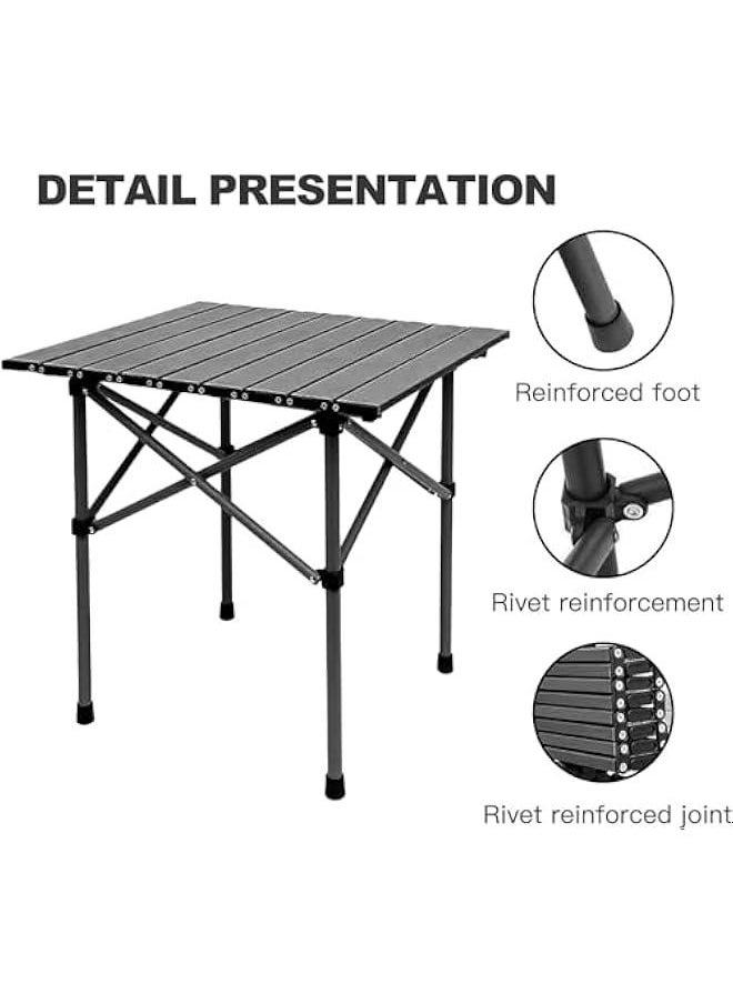 HOOKOR Compact Camping Table Folding Camp Side Table Portable Roll up Aluminum Table with Carry Bag Lightweight Foldable Small Camp Table for Indoor Outdoor Picnic Backyard BBQ  - Image 5