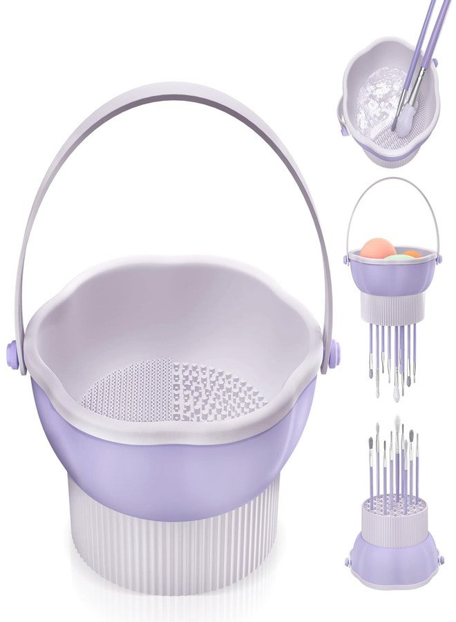 senbowe 3 in 1 Makeup Brush Cleaner Mat, Silicone Makeup Brush Cleaner Bowl Cosmetic Brushes Cleaning Pad Tool Organizer for Storage and Air Drying, Make Up Brush Washing Tool for Sponge - Image 1