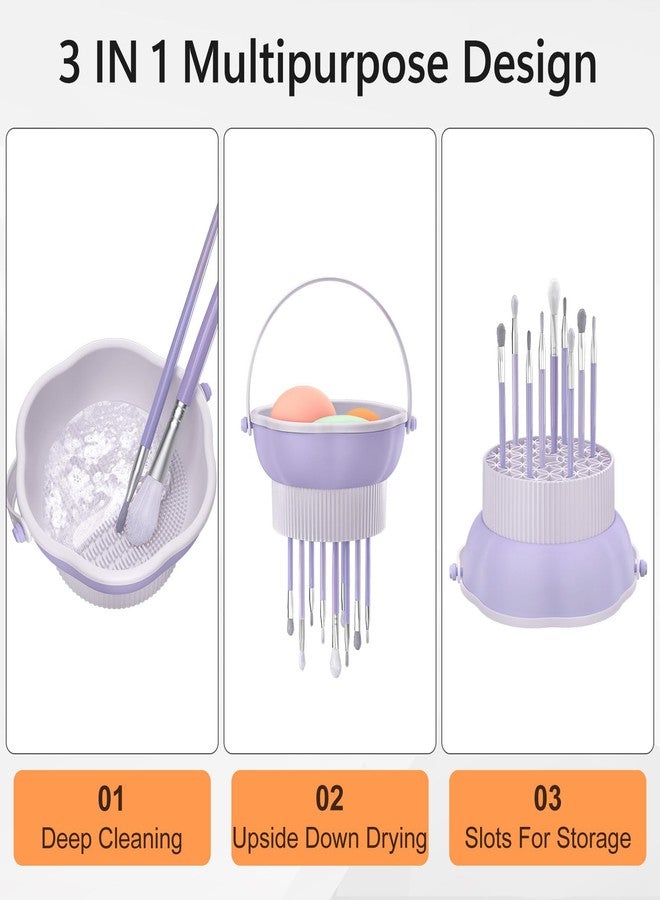senbowe 3 in 1 Makeup Brush Cleaner Mat, Silicone Makeup Brush Cleaner Bowl Cosmetic Brushes Cleaning Pad Tool Organizer for Storage and Air Drying, Make Up Brush Washing Tool for Sponge - Image 2