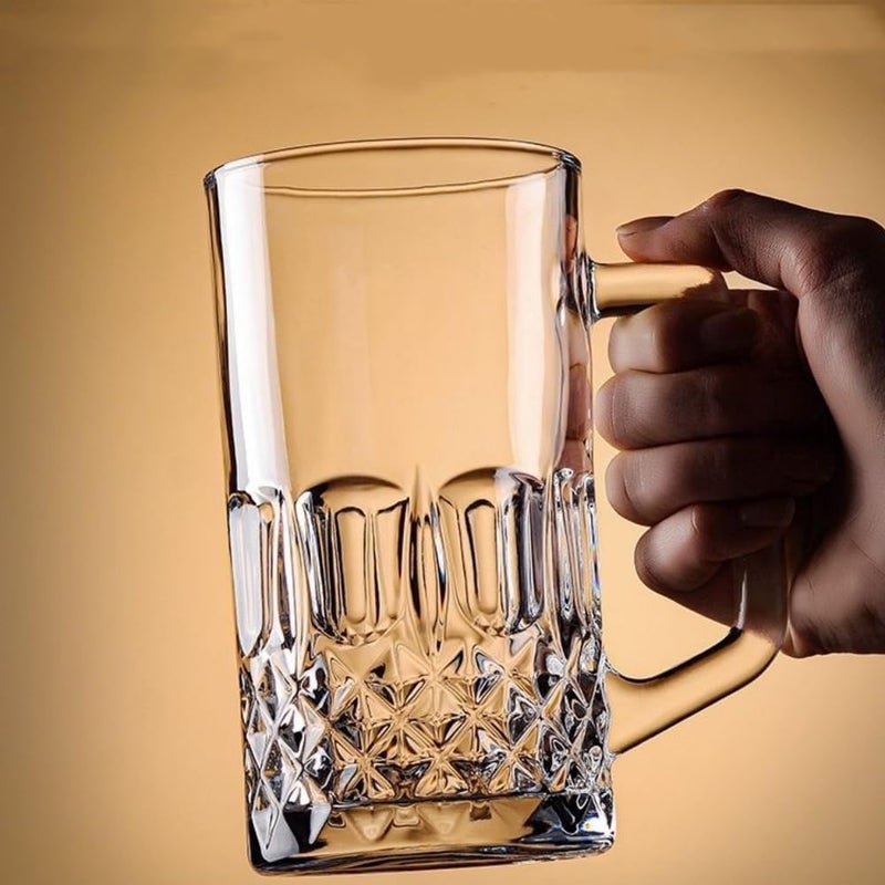Komost 25oz Plastic Beer Mugs with Handles Set of 2, Clear Resuable Large Beer Stein Drinking Cups for Freezer, Ideal for Party Bar Home Hotel - Image 2